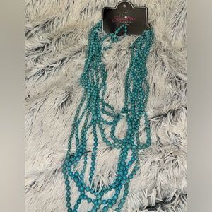 Round beaded stone necklace and earrings set